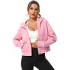 Womens Full Zipper Hoodies Fleece Lined Collar Pullover Sweatshirts Long Sleeve Crop Tops Sweater Thumb Hole - 2 of 4
