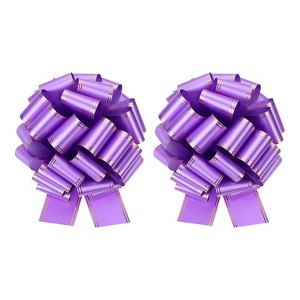 Unique Bargains Christmas Wedding Car Basket Gift Wrapping Large Organza Pull Bow 2 Pcs - 1 of 4