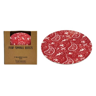 Transpac Melamine Red Bandana App Plates Set of 4 Home Decorations Patriotic