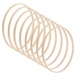 Unique Bargains Craft DIY Wedding Decor Bamboo Wooden Wreath Rings Beige 8 Pcs - 1 of 4