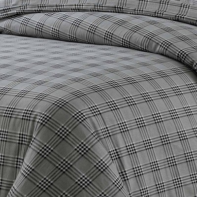 Gray Cotton Flannel Queen Duvet Set with Shams
