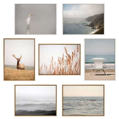 Large Natural Framed Canvas Elk Print for Nursery