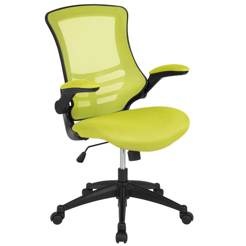 Flash Furniture Mid-Back Green Mesh Swivel Ergonomic Task Office Chair with Flip-Up Arms, 1 of 15