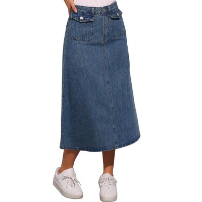 Allegra K Women's Casual High Waist A Line Jean Skirt