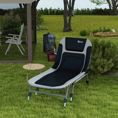 Vynxaria 180¡ã Adjustable Folding Camping Cot - Heavy Duty Portable Bed with Cushions & Headrest