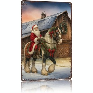 Lomsoe Retro Christmas Tin Sign 8x12inch Vintage Style Holiday Metal Wall Art for Pub Bar Club Funny Christmas Sign Christmas Decor Christmas Gift - 1 of 1