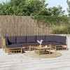 vidaXL Garden Lounge Set Bamboo with dark grey cushions Bamboo - 2 of 4