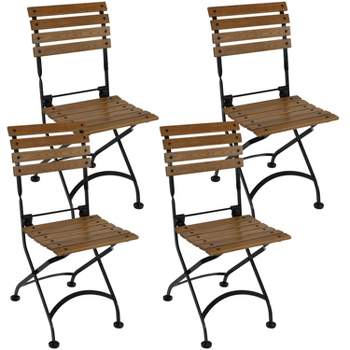 Sunnydaze Indoor/Outdoor Patio or Dining Chestnut Wooden Folding Bistro Arm Chair - Brown