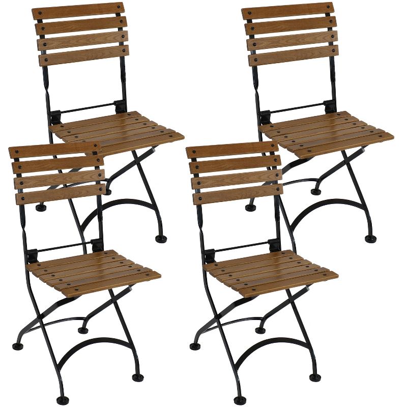 Sunnydaze Indoor/Outdoor Patio or Dining Chestnut Wooden Folding Bistro Arm Chair - Brown, 1 of 13