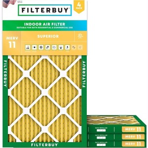 Filterbuy 20x34x1 Air Filter (4-Pack), Pleated MERV 11 Allergen Defense Replacement HVAC AC Furnace Filters (Actual Size: 19.50 x 33.50 x 0.75) - 1 of 4