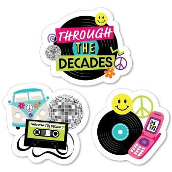 Big Dot of Happiness Through the Decades - DIY Shaped 50s, 60s, 70s, 80s, and 90s Party Cut-Outs - 24 Count