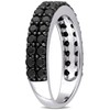 EVERLY JEWELRY | Sterling Silver 1 1/5 CT TGW Double Row Black Spinel Ring with Black Rhodium Plated - 2 of 4