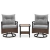 Costway 3 PCS Patio Swivel Rocker Set with 2-Tier Coffee Table & Cozy Seat Back Cushions - 4 of 4