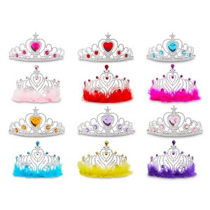 Blue Panda Set of 12 Princess Crown & Tiara Set for Girls Costume Party Dress Up Fairytale Role Play - 1 of 4