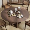PexFix 60" x 60" Farmhouse Kitchen Dining Room Table Furniture Round Walnut Kitchen Table with Rattan Woven Legs for Kitchen Bar Living Room - 4 of 4
