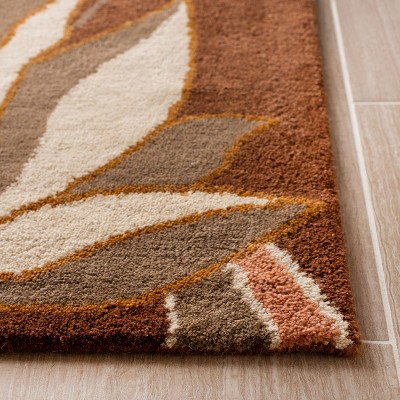 Handmade Brown and Multicolor Wool and Viscose Area Rug