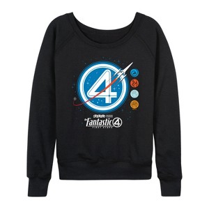 Women's - Marvel - Fantastic Four Space Logo Lightweight French Terry Wide Neck Long Sleeve Shirt - 1 of 4