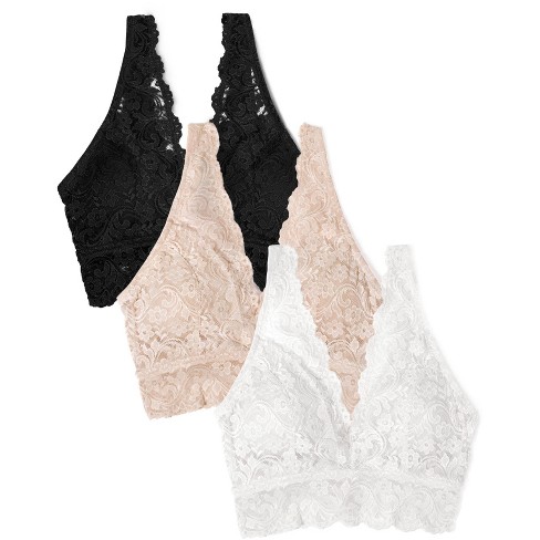 Women's Signature Lace Deep V Bralette 3-pack : Target