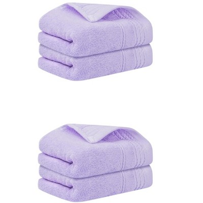 Unique Bargains Striped Pattern Soft Comfort Hand Towels for Bathroom Camp 4 Pcs 14" x 30"