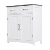VANIRROR Sideboard Buffet Cabinet, Coffee Bar With Cabinet Two Drawers, Sideboard Cabinet for Kitchen, Living Room, Entryway, White And Gray Top - 3 of 4
