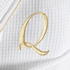 Linum Home Textiles Hotel 100% Turkish Cotton Waffle Terry Personalized White Bathrobe with Gold Satin Piped Trim in Gold Script Font - 2 of 2