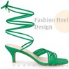 Perphy Women's Square Toe Strappy Lace Up Kitten Heels Sandals - 4 of 4