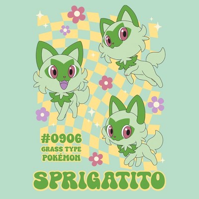 Pokemon Girl's Pokemon Sprigatito Floral Type T-Shirt - Mint - Small — фото 2