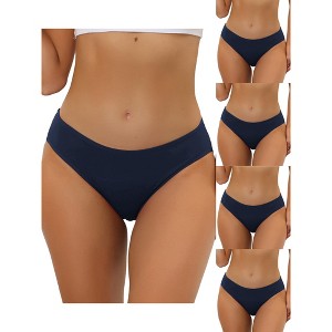 Allegra K Women's Plus Size Mid-Rise Available 5 Packs Hipster Underwear - 1 of 4