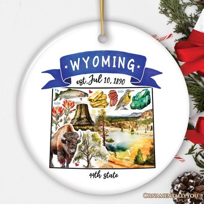 Artistic Wyoming State Themes and Landmarks Christmas Ornament| OrnamentallyYou