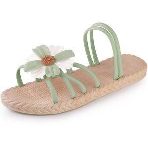 Allegra K Women's Espadrille Sunflower Decor Slip-on Strappy Beach Sandals - 1 of 4