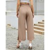 Womens Shirred Paperbag-Waist Pants High Waisted Pants with Pockets Side Slit Wide Leg Pants Waist Tie Knot Palazzo Trousers - 2 of 4
