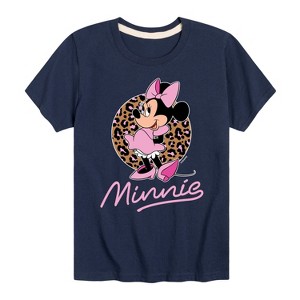 Girls' - Disney - Minnie Leopard Print Short Sleeve Graphic T-Shirt - 1 of 4