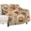 FIONECA Nostalgic Christmas Stamp Collage Blanket with Poinsettia and Holly Design Warm Cozy Holiday Decor Throw 30x40 inches - 2 of 4
