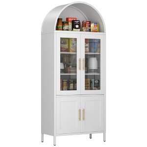 SUXXAN Metal Display Cabinet With Glass Doors And Adjustable Shelves, Modern Freestanding Arched Cabinet,Assembly Required - 1 of 4