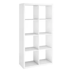 ClosetMaid 4583 Heavy Duty Decorative Bookcase Open Back 8-Cube Storage Organizer in White with Hardware for Closet, Office, or Toys