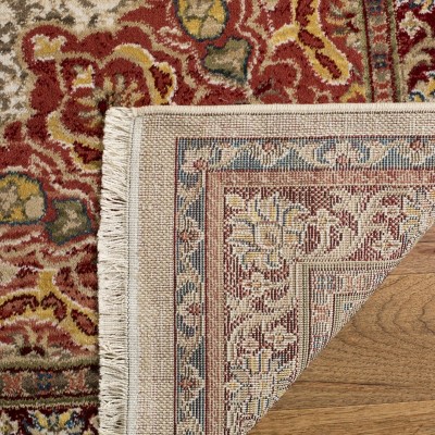 Ivory and Red Synthetic Traditional Rectangular Area Rug