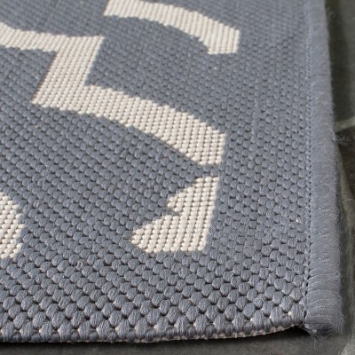 Anthracite and Beige Geometric Indoor/Outdoor Synthetic Rug, 9' x 12'