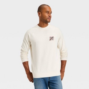Men's Vintage French Terry Crewneck Sweatshirt - Goodfellow & Co™ Ivory - 1 of 3