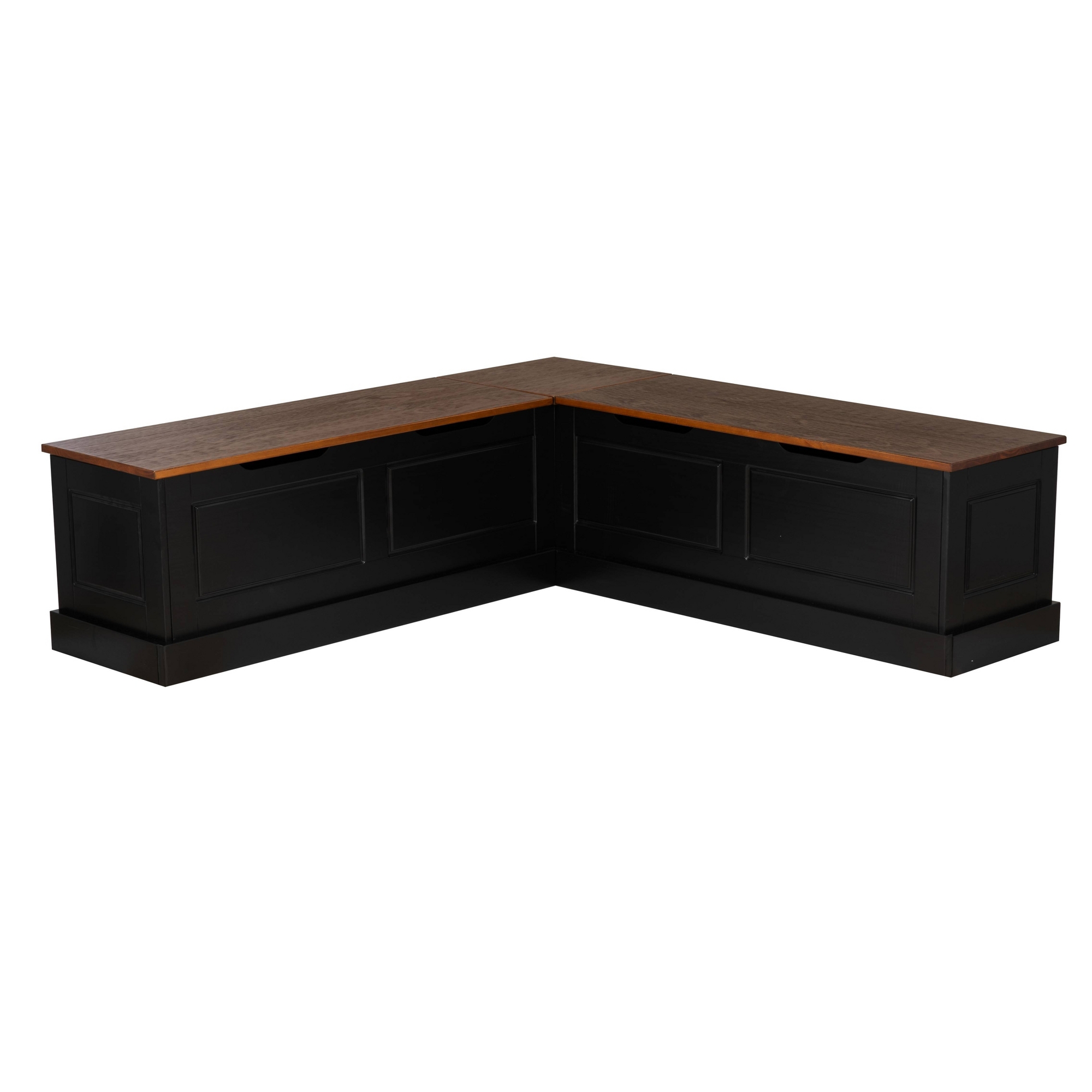 Linon Tobin Backless Nook Dining Set Black/Walnut