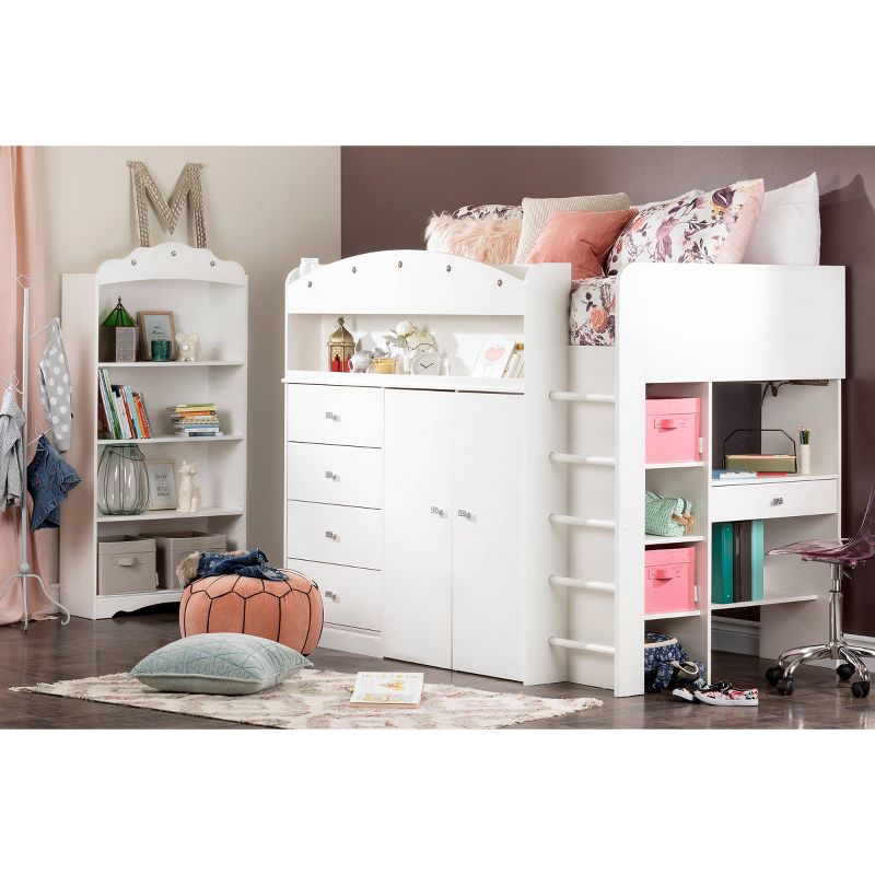 Twin Tiara Kids&#39; Loft Bed with Desk   Pure White  - South Shore, 3 of 11