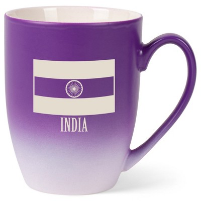 Elanze Designs India Flag 12 Ounce Ceramic Laser-Etched Engraved Drinkware Mug, Purple and White Ombre