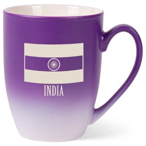 Elanze Designs India Flag 12 Ounce Ceramic Laser-Etched Engraved Drinkware Mug, Purple and White Ombre - 1 of 4