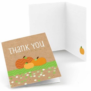 Big Dot of Happiness Pumpkin Patch - Fall, Halloween or Thanksgiving Baby Shower or Birthday Party Thank You Cards (8 count) - 1 of 4