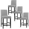 Tangkula 4PCS Upholstered Counter Stools Bar Stool Home Kitchen w/ Wooden Legs Grey - 2 of 4