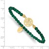 Chisel Stainless Steel Polished Yellow IP-plated Tree of Life 4mm Green Jade Beaded Stretch Bracelet - 4 of 4