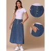 INSPIRE CHIC Women's Long High Waisted Frayed Jean Denim Skirts with Pockets - 2 of 4