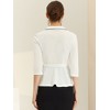 Allegra K Women's Notch Lapel Collar 3/4 Sleeve Tie Waist Peplum Top - 3 of 4