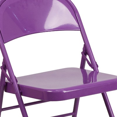 Impulsive Purple Metal Folding Chairs Set of 4