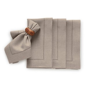 Solino Home Linen Medium Weight Hemstitch Dinner Napkins - 1 of 4