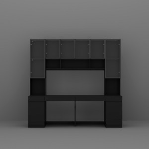 FUFU&GAGA Spacious Double Desk Workstation Light Strips and USB Ports - 1 of 4
